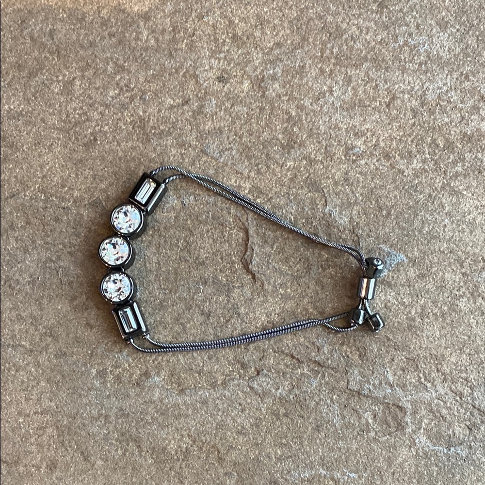White House Black Market Round/Rectangular Crystal Bracelet (Hematite)